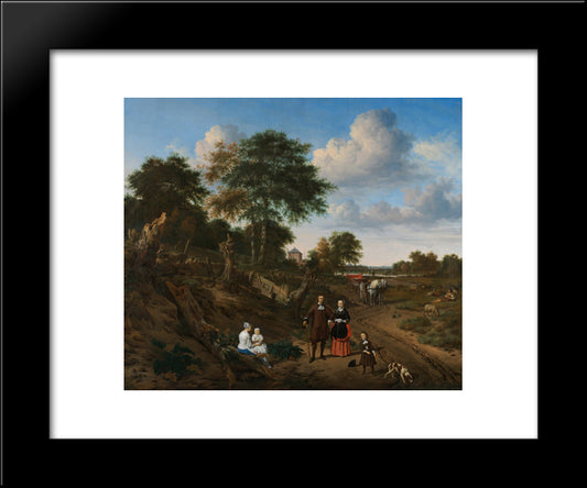 Portrait Of A Couple With Two Children And A Nursemaid In A Landscape 20x24 Black Modern Wood Framed Art Print Poster by Velde, Adriaen van de