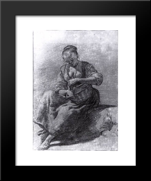 Seated Woman 20x24 Black Modern Wood Framed Art Print Poster by Velde, Adriaen van de