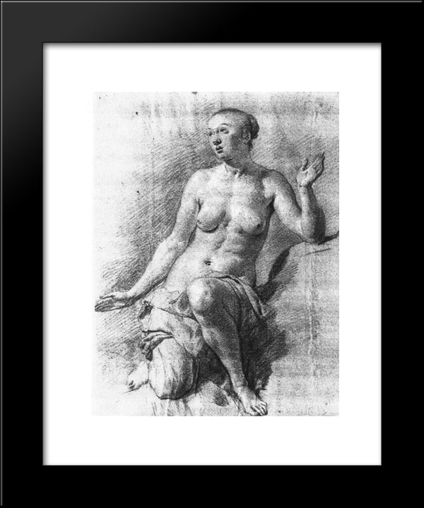 Study Of A Female Nude 20x24 Black Modern Wood Framed Art Print Poster by Velde, Adriaen van de