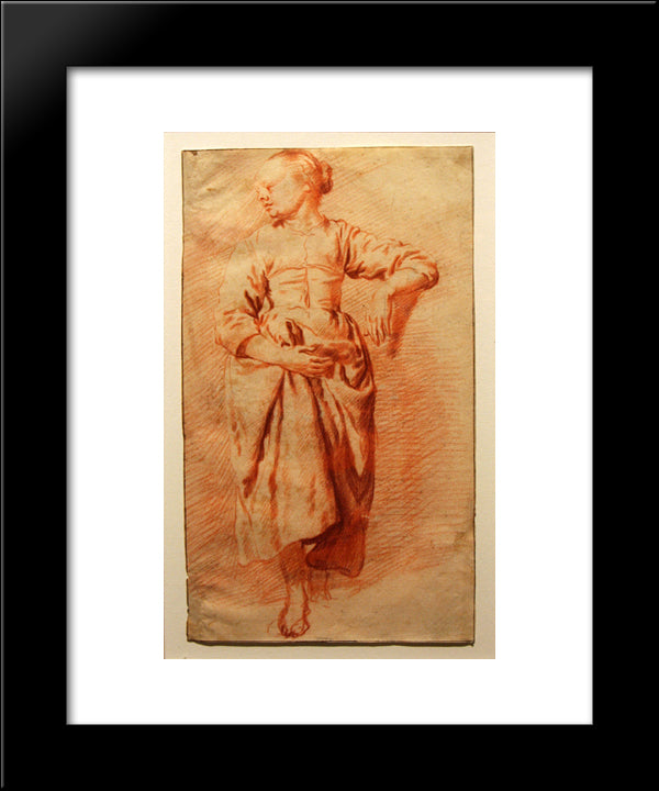 Study Of A Woman In Peasant Dress 20x24 Black Modern Wood Framed Art Print Poster by Velde, Adriaen van de