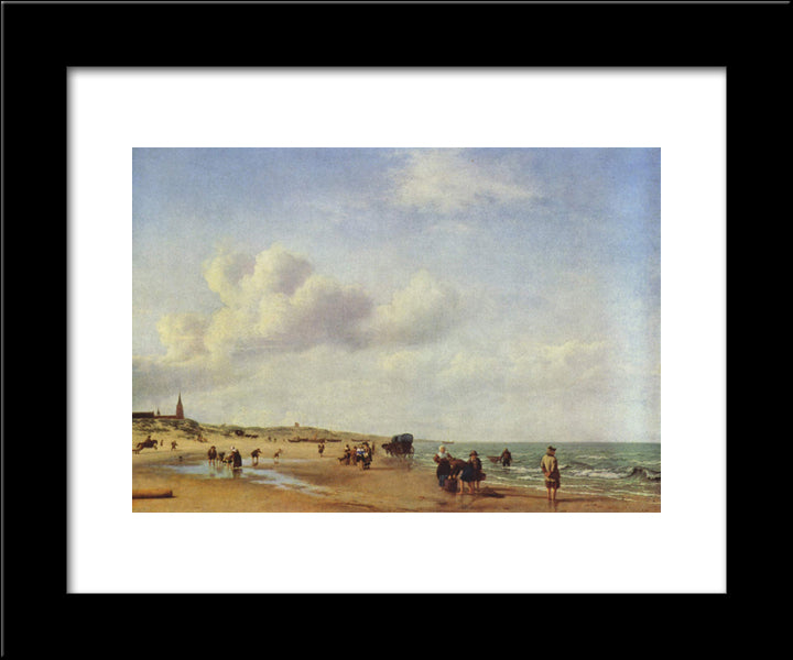 The Beach At Scheveningen 20x24 Black Modern Wood Framed Art Print Poster by Velde, Adriaen van de