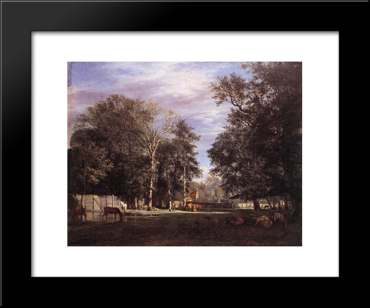 The Farm 20x24 Black Modern Wood Framed Art Print Poster by Velde, Adriaen van de