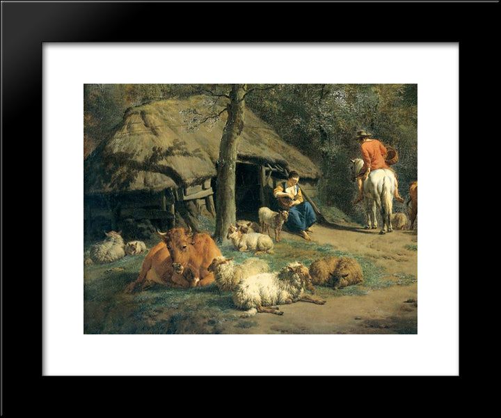 The Hut (Detail) 20x24 Black Modern Wood Framed Art Print Poster by Velde, Adriaen van de