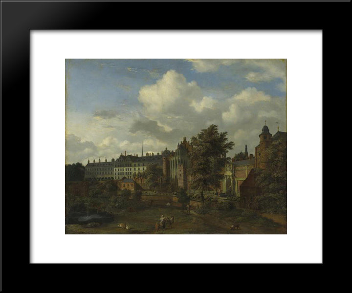 View Of The Ancient Castle Of The Dukes Of Burgundy In Brussels 20x24 Black Modern Wood Framed Art Print Poster by Velde, Adriaen van de