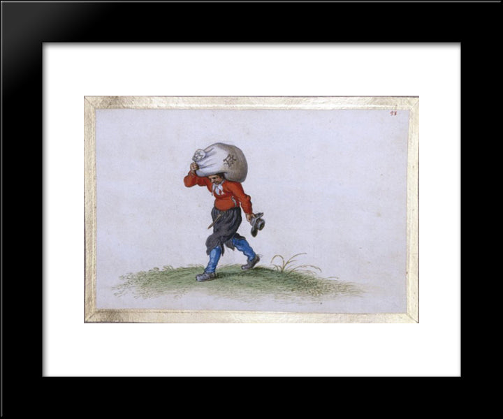 A Man Carrying A Sack 20x24 Black Modern Wood Framed Art Print Poster by Venne, Adriaen van de