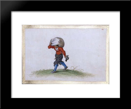 A Man Carrying A Sack 20x24 Black Modern Wood Framed Art Print Poster by Venne, Adriaen van de