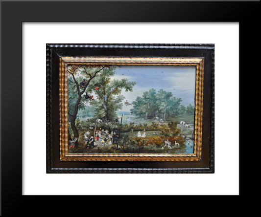 A Merry Company In An Arbor 20x24 Black Modern Wood Framed Art Print Poster by Venne, Adriaen van de