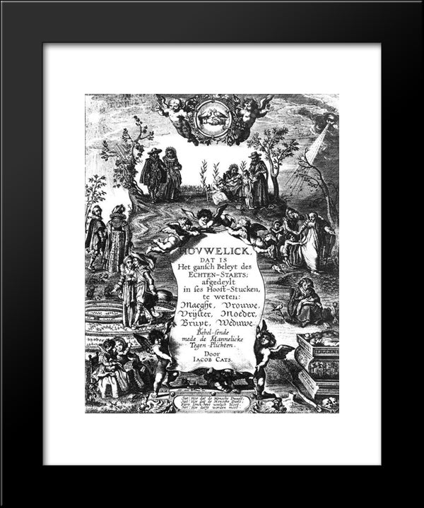 Frontispiece 20x24 Black Modern Wood Framed Art Print Poster by Venne, Adriaen van de