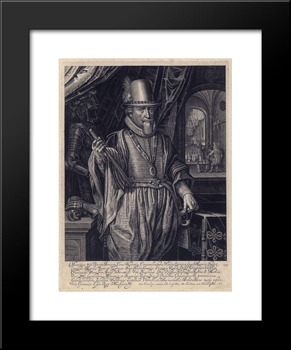 Portrait Of Maurice, Prince Of Orange 20x24 Black Modern Wood Framed Art Print Poster by Venne, Adriaen van de