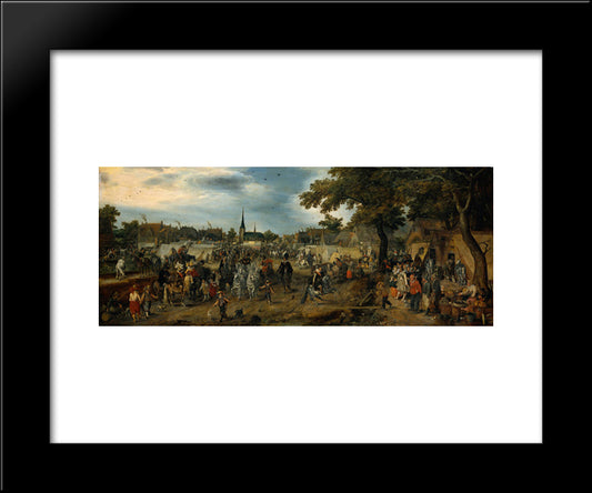 Princes Maurits And Frederik Hendrik Of Orange At The Valkenburg Horse Fair 20x24 Black Modern Wood Framed Art Print Poster by Venne, Adriaen van de