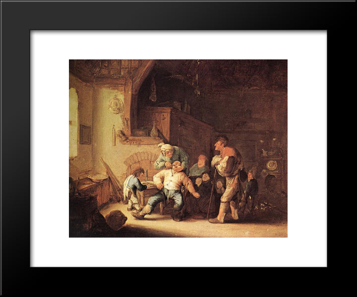 Barber Extracting Of Tooth 20x24 Black Modern Wood Framed Art Print Poster by Ostade, Adriaen van