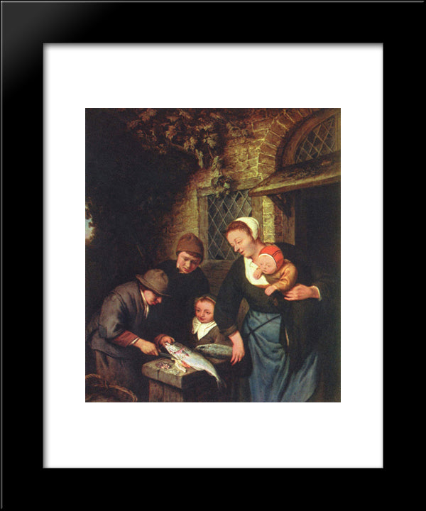 Buying Fish 20x24 Black Modern Wood Framed Art Print Poster by Ostade, Adriaen van