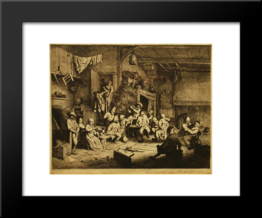 Dance At The Inn 20x24 Black Modern Wood Framed Art Print Poster by Ostade, Adriaen van
