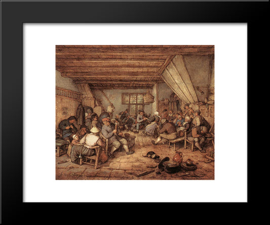 Feasting Peasants In A Tavern 20x24 Black Modern Wood Framed Art Print Poster by Ostade, Adriaen van