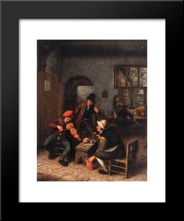 Interior Of A Tavern With Violin Player 20x24 Black Modern Wood Framed Art Print Poster by Ostade, Adriaen van