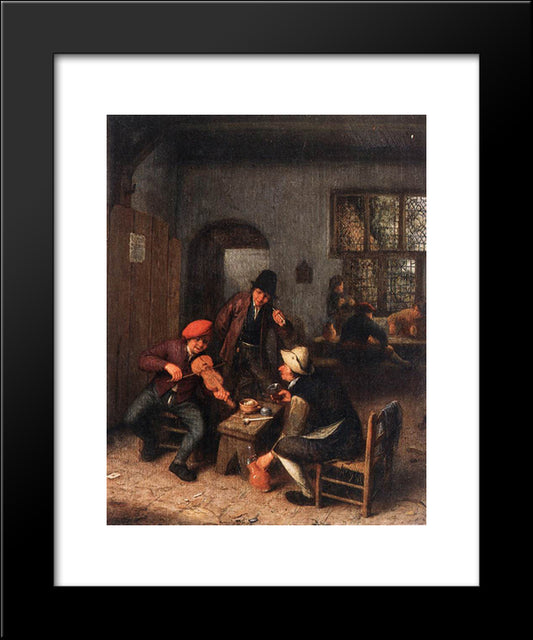 Interior Of A Tavern With Violin Player 20x24 Black Modern Wood Framed Art Print Poster by Ostade, Adriaen van