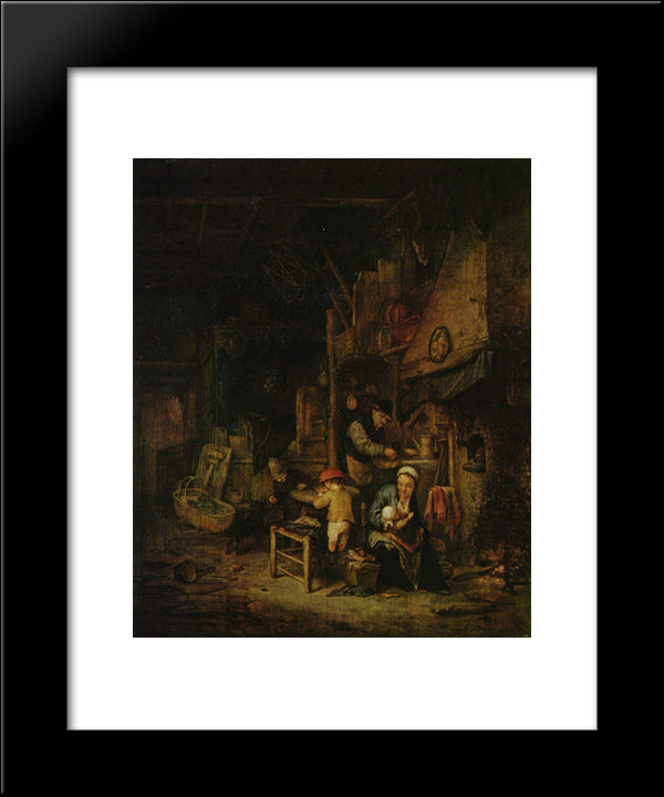 Interior With A Peasant Family 20x24 Black Modern Wood Framed Art Print Poster by Ostade, Adriaen van