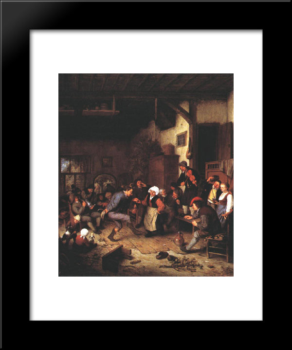 Merrymakers In An Inn 20x24 Black Modern Wood Framed Art Print Poster by Ostade, Adriaen van