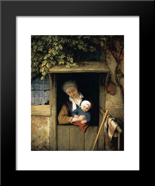 Mother Holding Her Child In A Doorway 20x24 Black Modern Wood Framed Art Print Poster by Ostade, Adriaen van