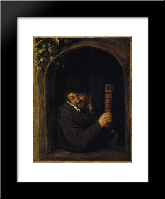 Peasant At A Window 20x24 Black Modern Wood Framed Art Print Poster by Ostade, Adriaen van