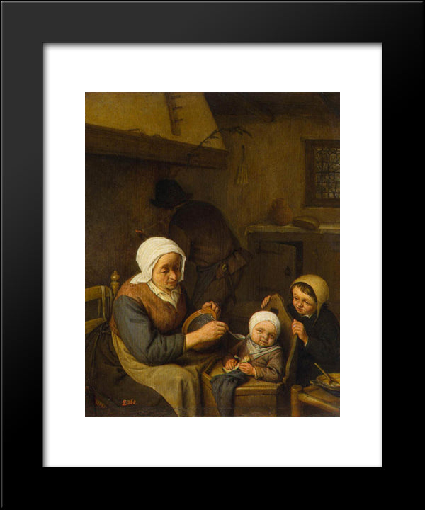 Peasant Family 20x24 Black Modern Wood Framed Art Print Poster by Ostade, Adriaen van