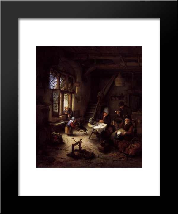 Peasant Family In A Cottage Interior 20x24 Black Modern Wood Framed Art Print Poster by Ostade, Adriaen van