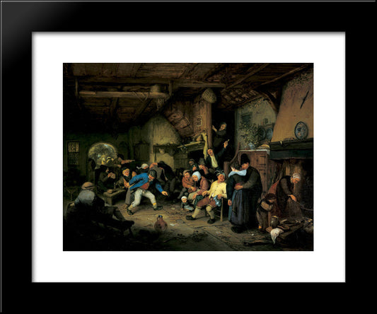 Peasants Dancing In A Tavern 20x24 Black Modern Wood Framed Art Print Poster by Ostade, Adriaen van