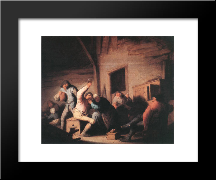 Peasants In A Tavern 20x24 Black Modern Wood Framed Art Print Poster by Ostade, Adriaen van
