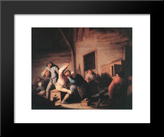 Peasants In A Tavern 20x24 Black Modern Wood Framed Art Print Poster by Ostade, Adriaen van