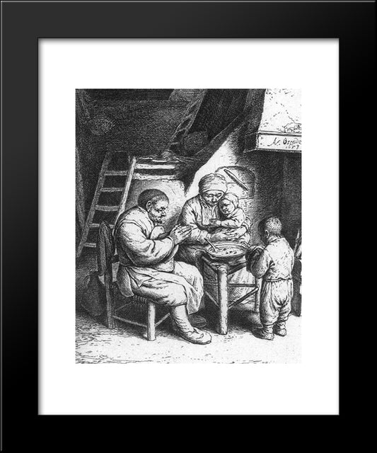 Prayer Before The Meal 20x24 Black Modern Wood Framed Art Print Poster by Ostade, Adriaen van