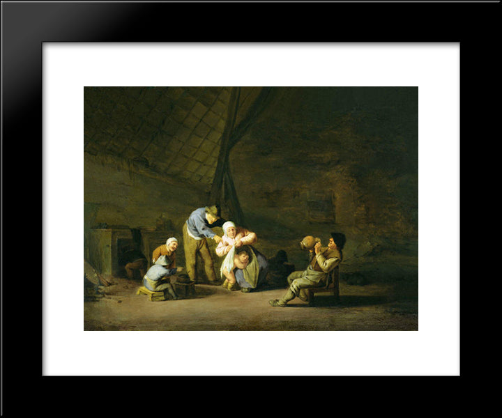 Quarrel 20x24 Black Modern Wood Framed Art Print Poster by Ostade, Adriaen van