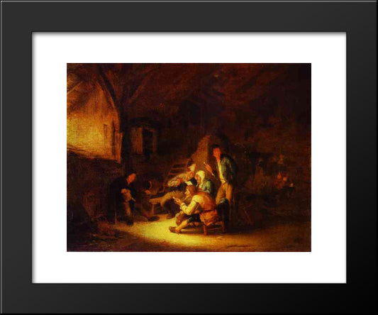 Reading A Letter 20x24 Black Modern Wood Framed Art Print Poster by Ostade, Adriaen van