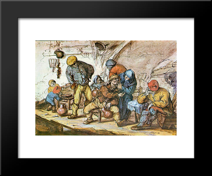 Scene In The Tavern 20x24 Black Modern Wood Framed Art Print Poster by Ostade, Adriaen van