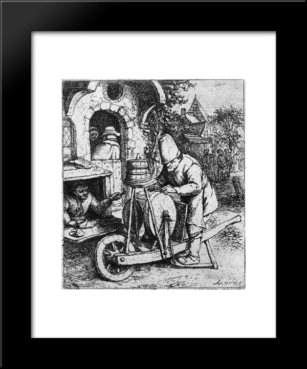 Scissors Grinder 20x24 Black Modern Wood Framed Art Print Poster by Ostade, Adriaen van
