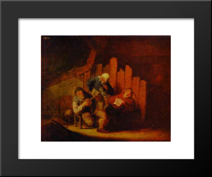 Sense Of Hearing 20x24 Black Modern Wood Framed Art Print Poster by Ostade, Adriaen van