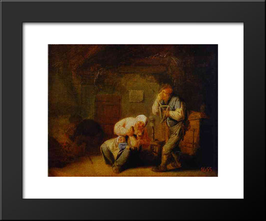 Sense Of Smell 20x24 Black Modern Wood Framed Art Print Poster by Ostade, Adriaen van