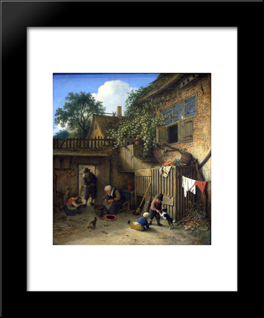 The Cottage Dooryard 20x24 Black Modern Wood Framed Art Print Poster by Ostade, Adriaen van