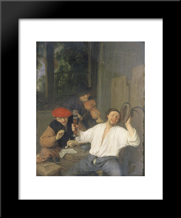 The Merry Drinkers 20x24 Black Modern Wood Framed Art Print Poster by Ostade, Adriaen van