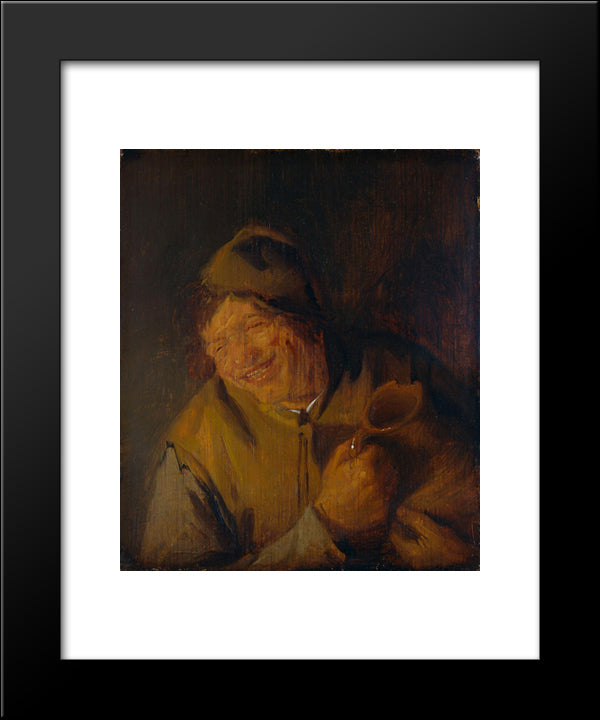 The Merry Peasant 20x24 Black Modern Wood Framed Art Print Poster by Ostade, Adriaen van