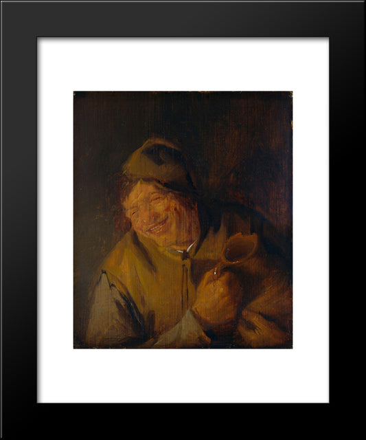 The Merry Peasant 20x24 Black Modern Wood Framed Art Print Poster by Ostade, Adriaen van