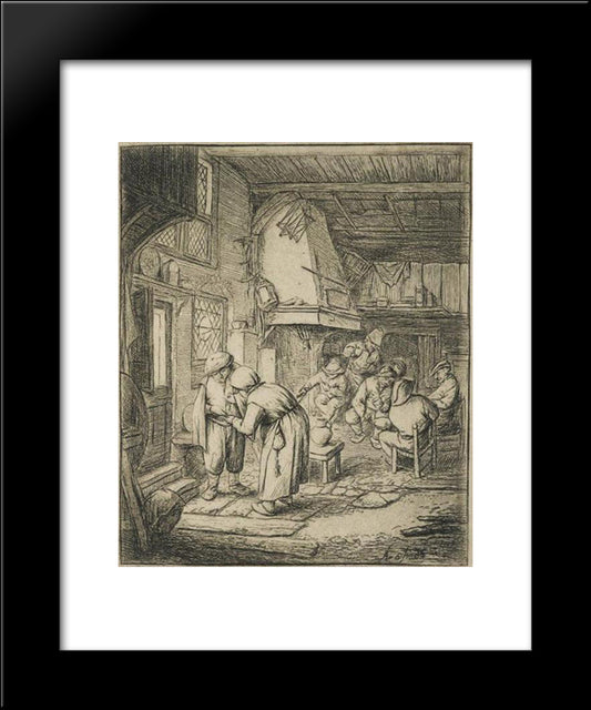 The Peasant Settling His Debt 20x24 Black Modern Wood Framed Art Print Poster by Ostade, Adriaen van