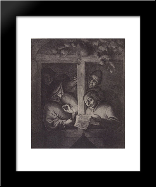 The Singers At The Window 20x24 Black Modern Wood Framed Art Print Poster by Ostade, Adriaen van