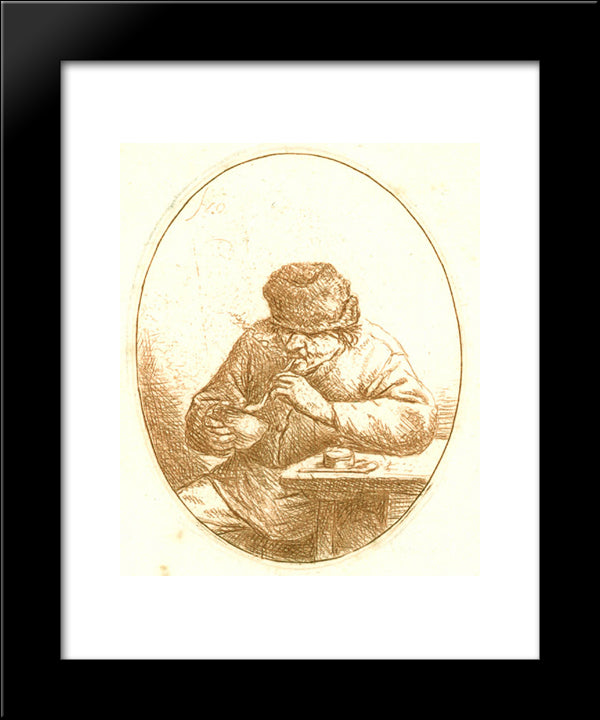 The Smoker 20x24 Black Modern Wood Framed Art Print Poster by Ostade, Adriaen van