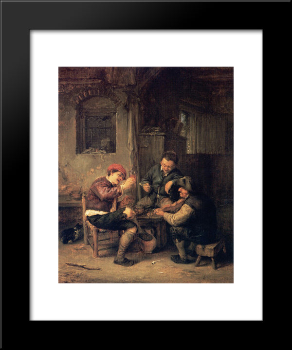 Three Peasants At An Inn 20x24 Black Modern Wood Framed Art Print Poster by Ostade, Adriaen van