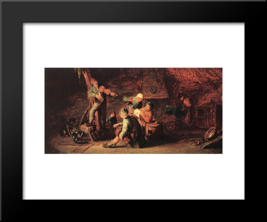 Village Feast 20x24 Black Modern Wood Framed Art Print Poster by Ostade, Adriaen van