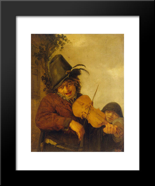 Wandering Musician 20x24 Black Modern Wood Framed Art Print Poster by Ostade, Adriaen van