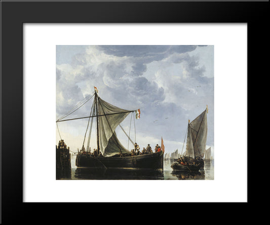 The Passage Boat 20x24 Black Modern Wood Framed Art Print Poster by Cuyp, Aelbert