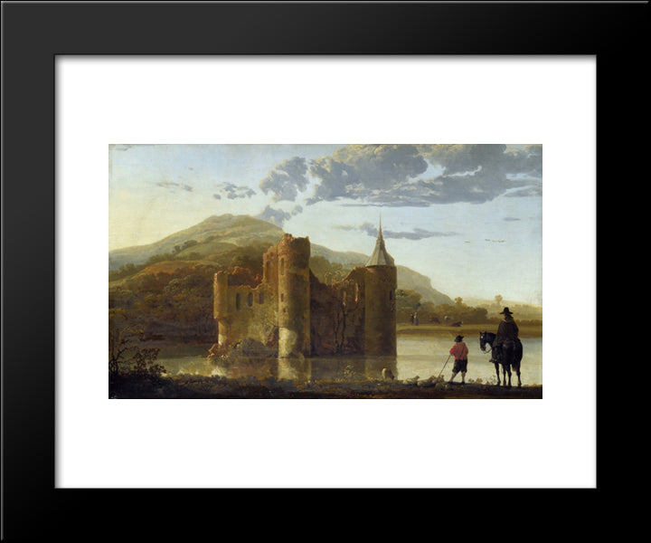 Ubbergen Castle 20x24 Black Modern Wood Framed Art Print Poster by Cuyp, Aelbert