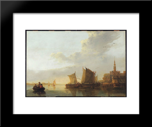 View Of Dordrecht 20x24 Black Modern Wood Framed Art Print Poster by Cuyp, Aelbert