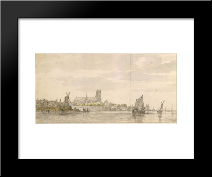 View Of The Groote Kerk In Dordrecht From The River Maas 20x24 Black Modern Wood Framed Art Print Poster by Cuyp, Aelbert